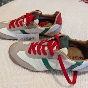Women's Sneakers - Red, Green, White